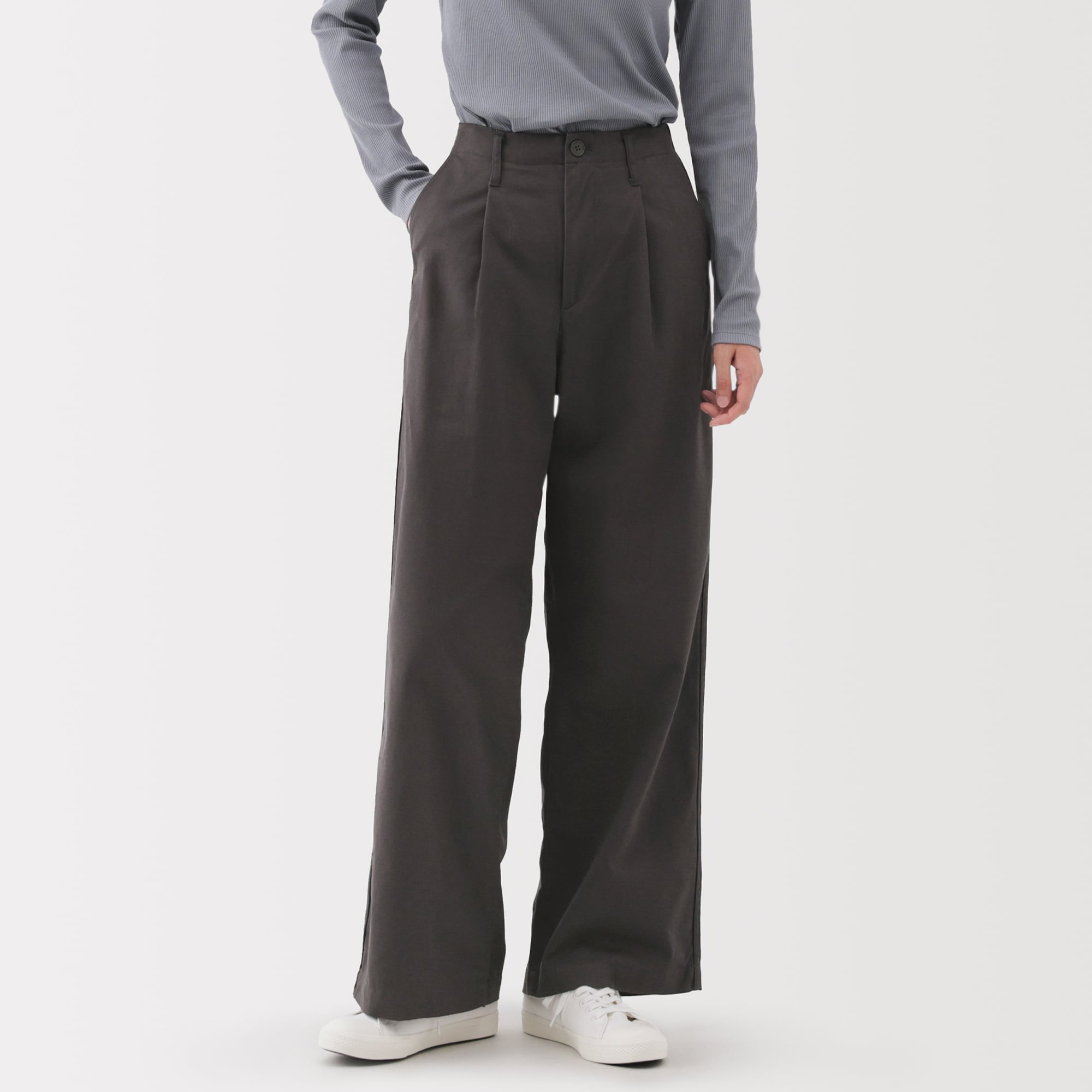 婦人 ムラ糸 チノタックワイドパンツ 股下長め | 無印良品