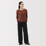 婦人　ムラ糸　チノタックワイドパンツ　股下長め