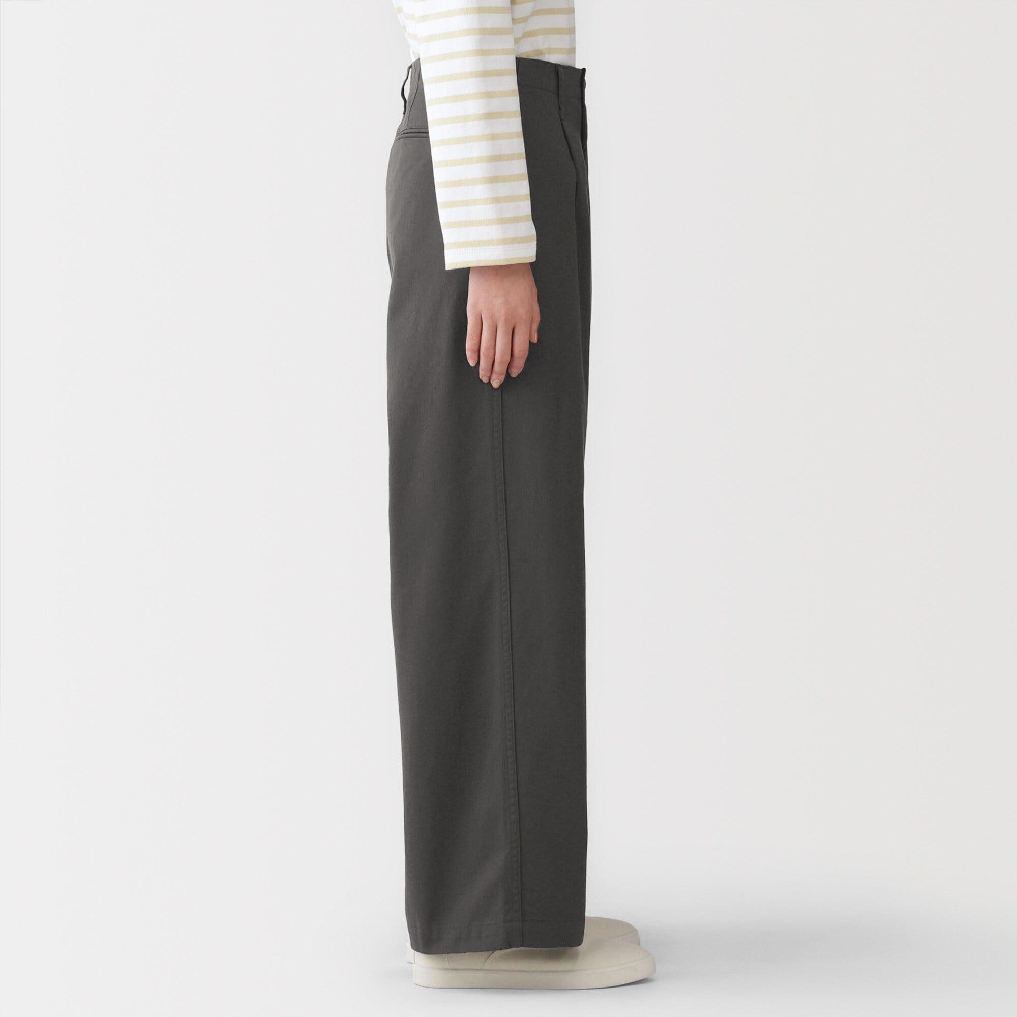 婦人 ムラ糸 チノタックワイドパンツ 股下長め | 無印良品