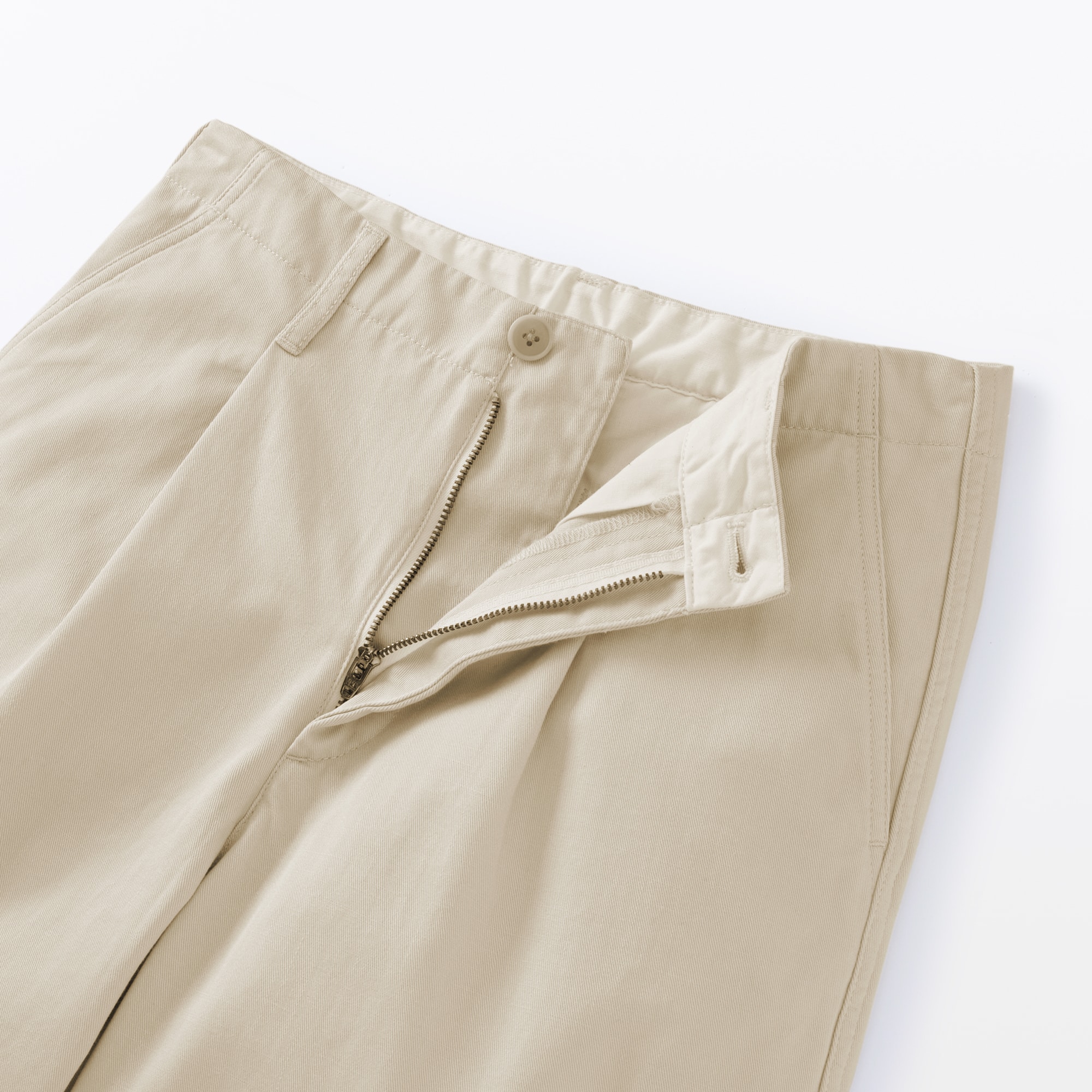 婦人　ムラ糸　チノタックワイドパンツ　股下長め