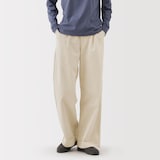 婦人　ムラ糸　チノタックワイドパンツ　股下長め