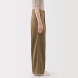 婦人　ムラ糸　チノタックワイドパンツ