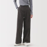 婦人　ムラ糸　チノタックワイドパンツ