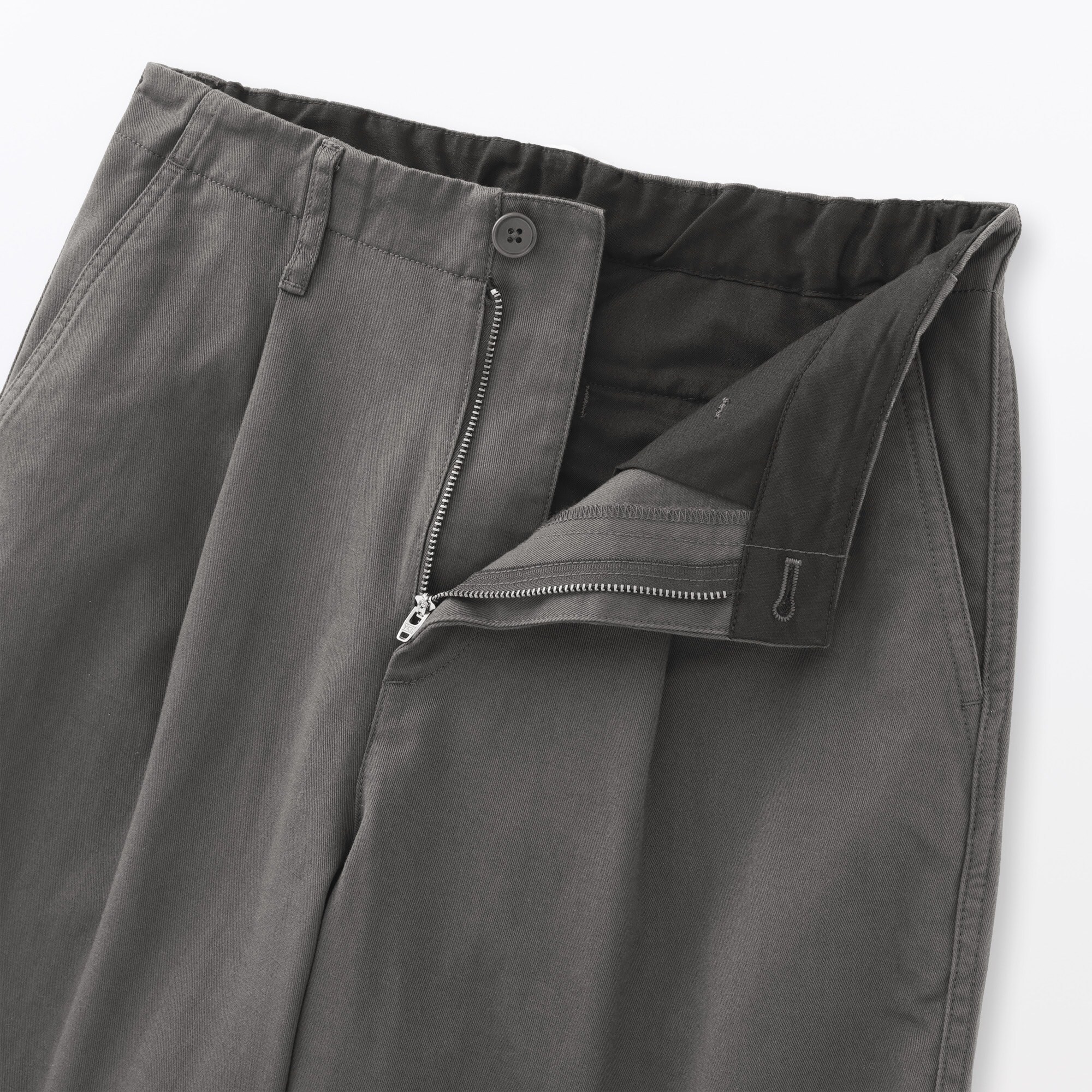 婦人　ムラ糸　チノタックワイドパンツ