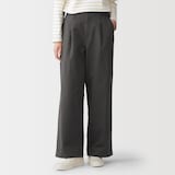 婦人　ムラ糸　チノタックワイドパンツ