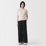 婦人　ムラ糸　チノタックワイドパンツ