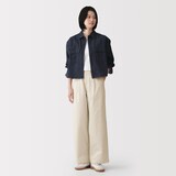 婦人　ムラ糸　チノタックワイドパンツ