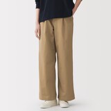 婦人　ムラ糸　チノタックワイドパンツ