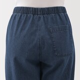 婦人　洗いざらし　デニムイージーテーパードパンツ