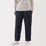 婦人　洗いざらし　デニムイージーテーパードパンツ