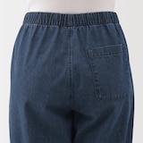 婦人　洗いざらし　デニムイージーテーパードパンツ