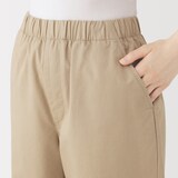 婦人　洗いざらし　コットンイージーテーパードパンツ
