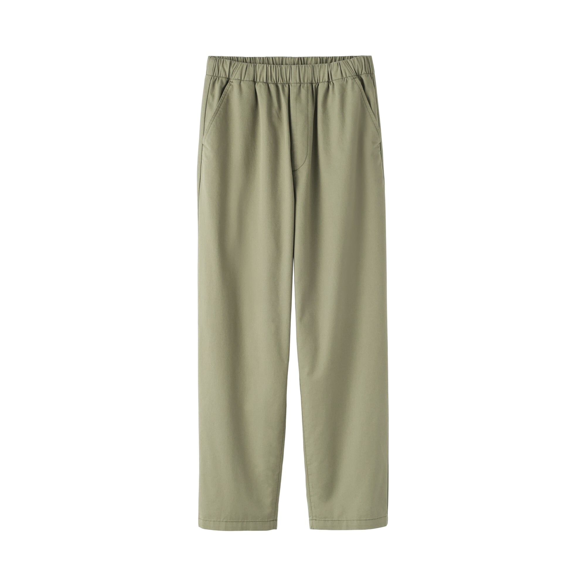 婦人　洗いざらし　コットンイージーテーパードパンツ