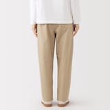 婦人　洗いざらし　コットンイージーテーパードパンツ