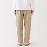 婦人　洗いざらし　コットンイージーテーパードパンツ