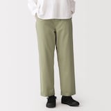 婦人　洗いざらし　コットンイージーテーパードパンツ