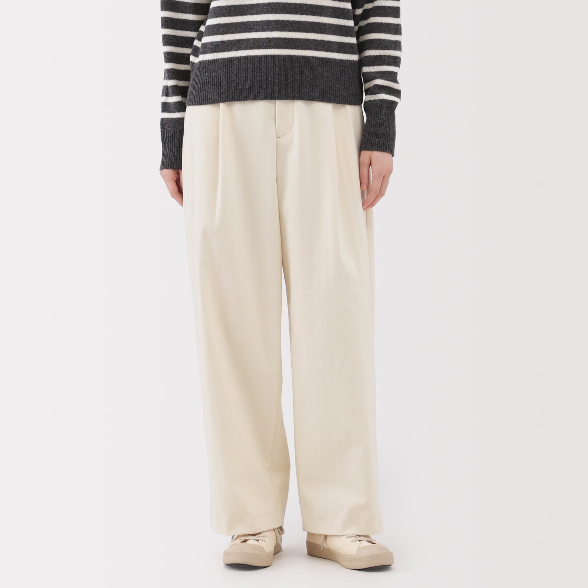 婦人 縦横ストレッチ起毛 タックワイドパンツ | 無印良品