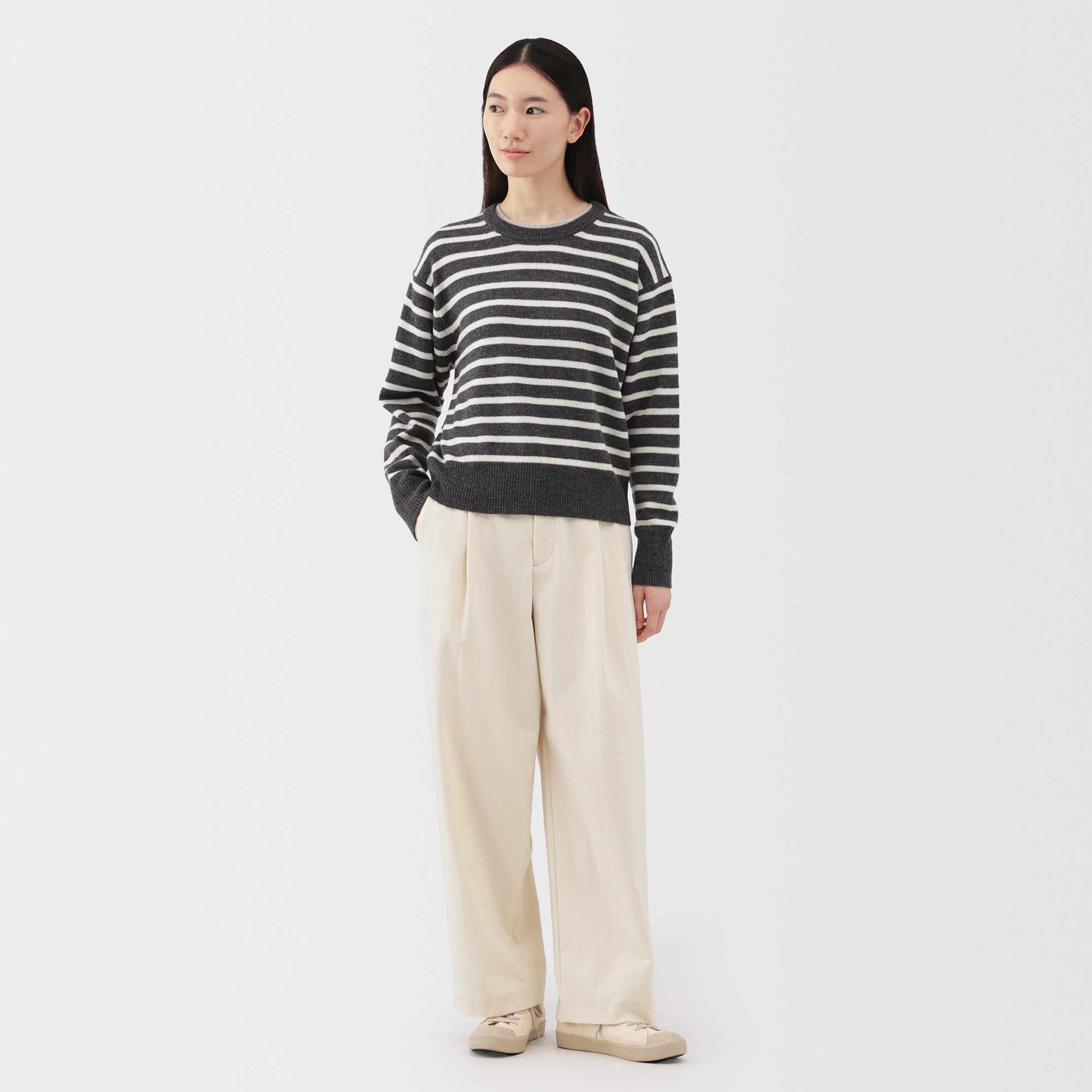 婦人 縦横ストレッチ起毛 タックワイドパンツ | 無印良品