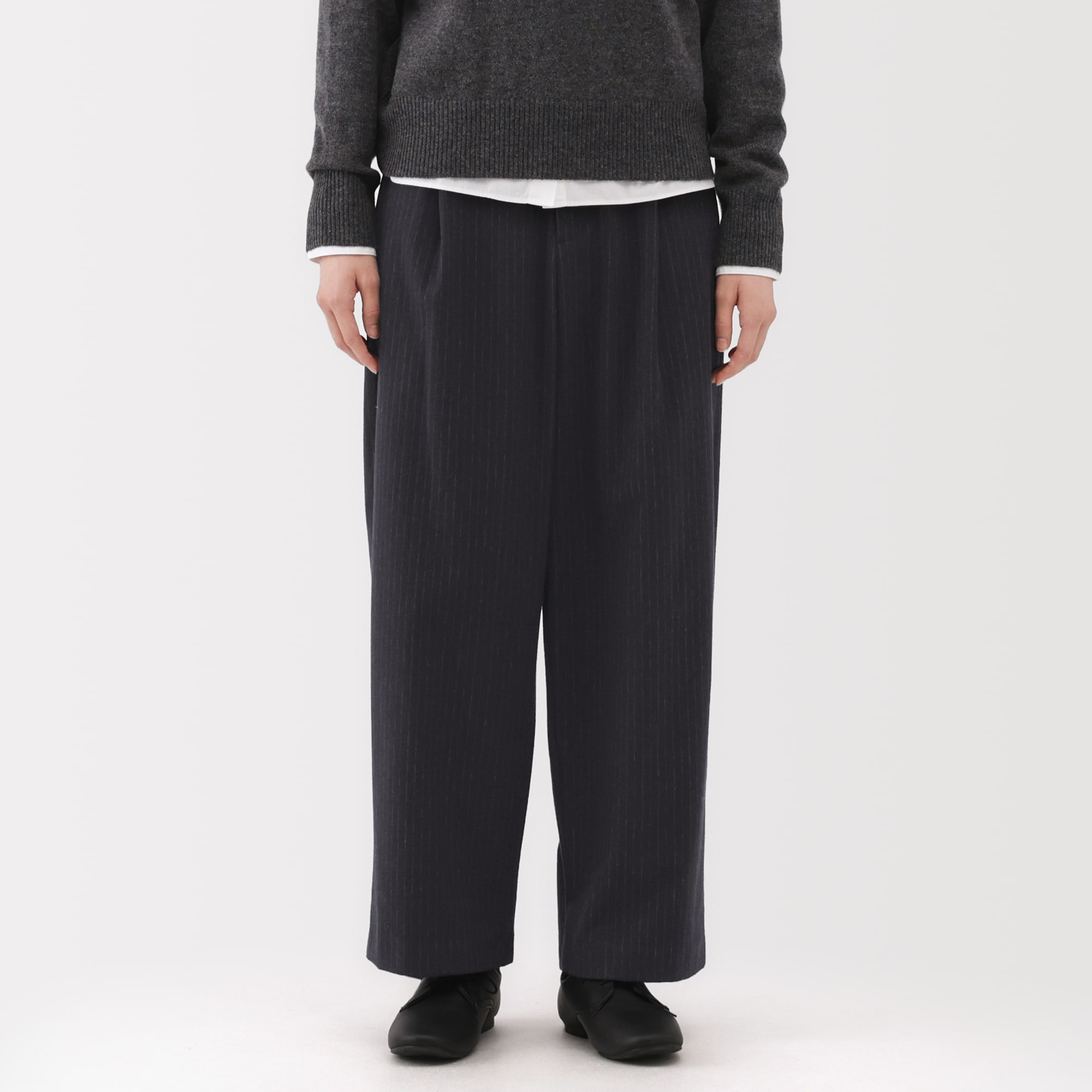 婦人 縦横ストレッチ起毛 タックワイドパンツ | 無印良品