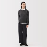 婦人　縦横ストレッチ起毛　タックワイドパンツ