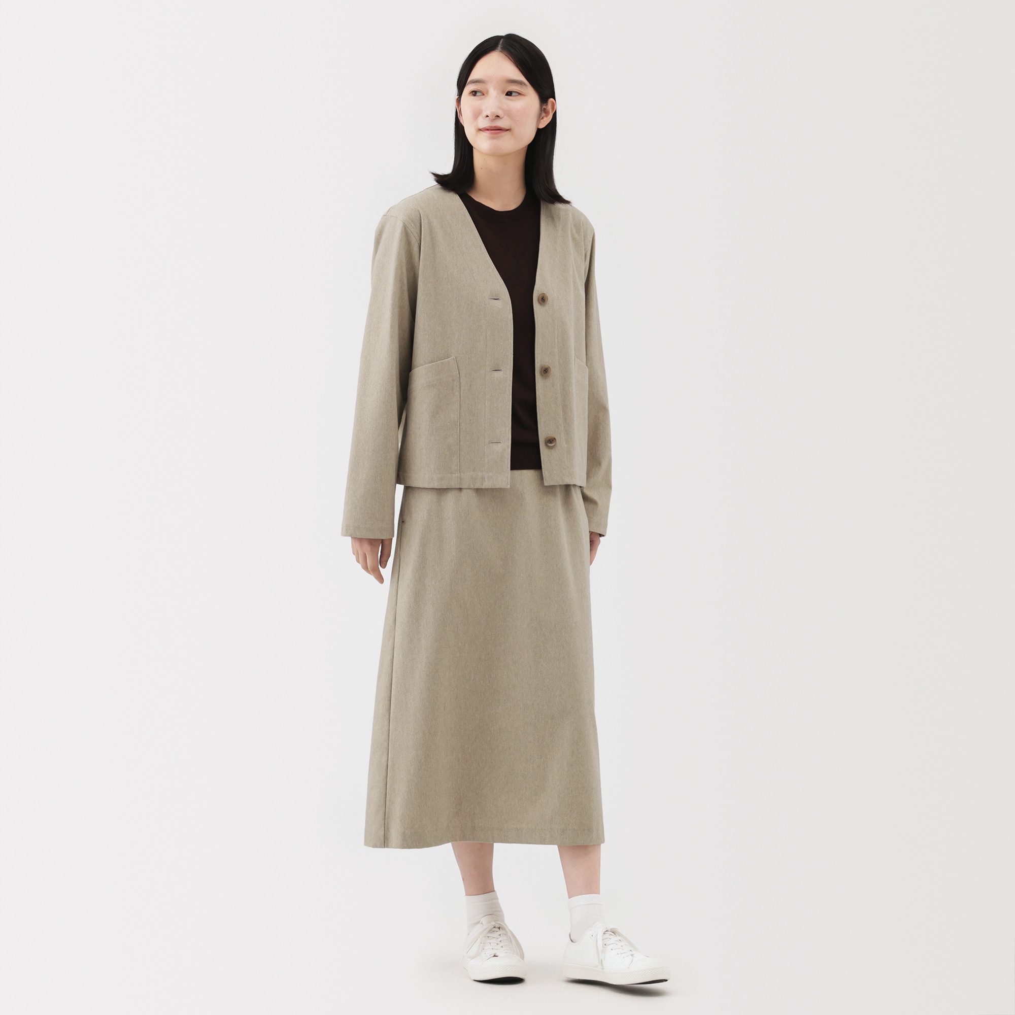 婦人　縦横ストレッチ起毛　フレアスカート