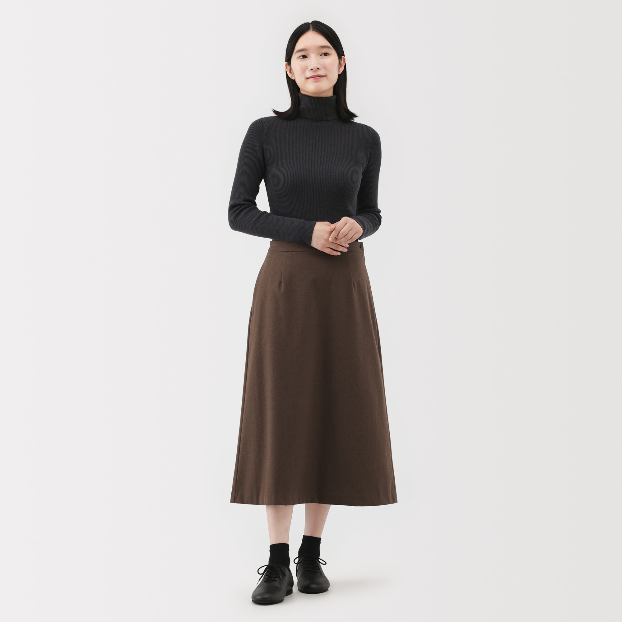 婦人　縦横ストレッチ起毛　フレアスカート