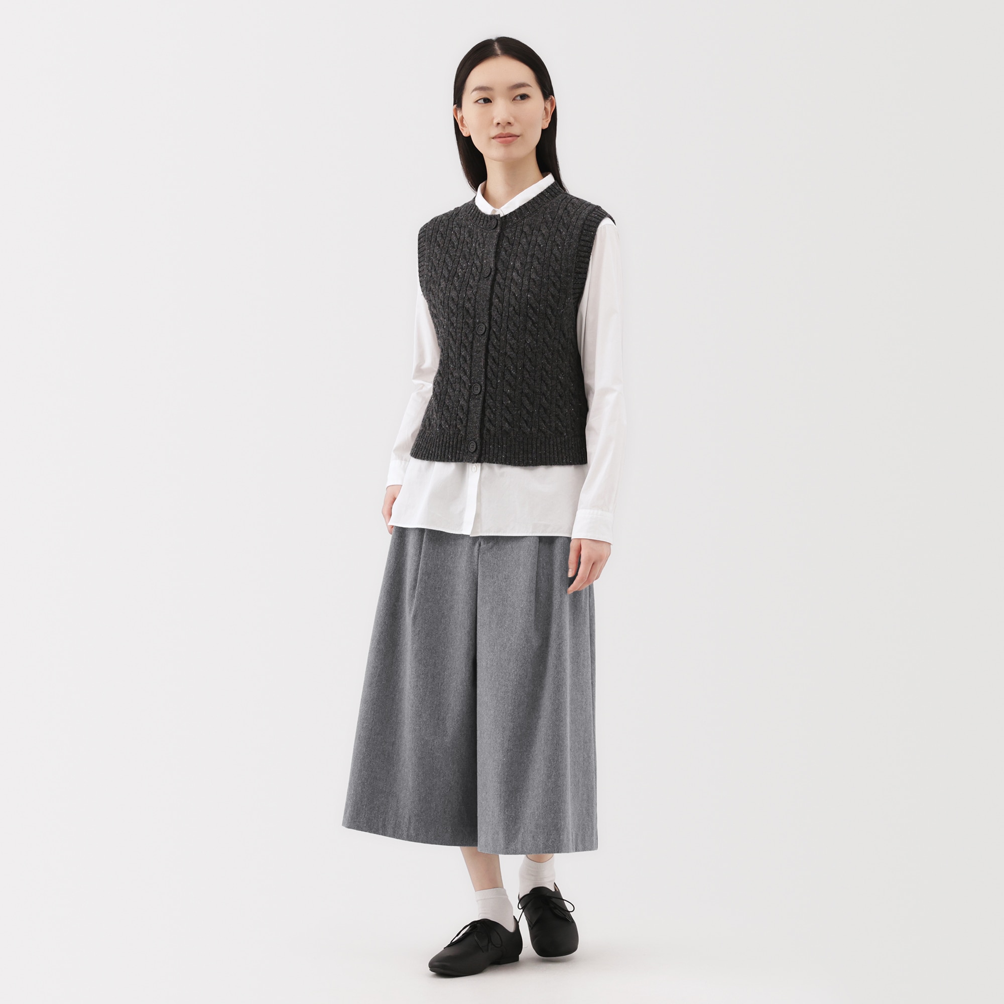 婦人　縦横ストレッチ起毛　クロップドパンツ