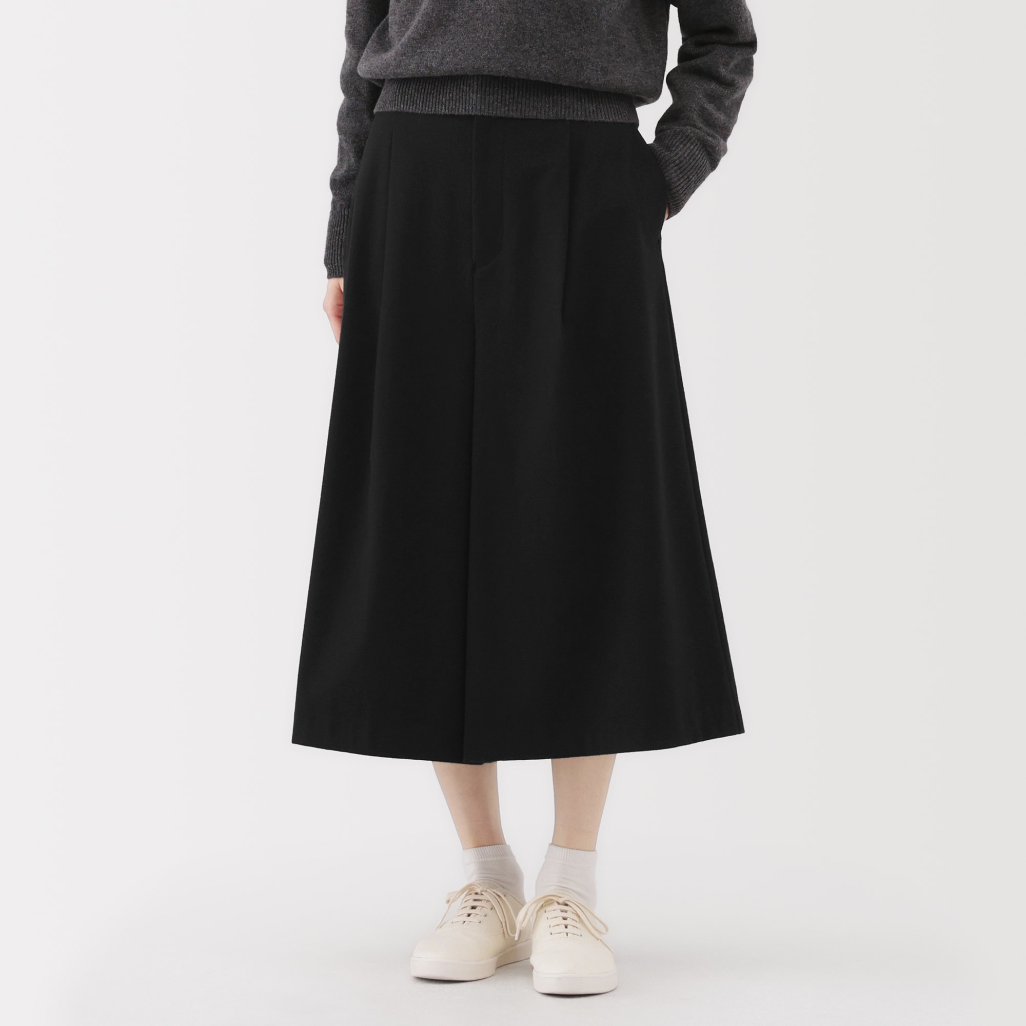 婦人　縦横ストレッチ起毛　クロップドパンツ