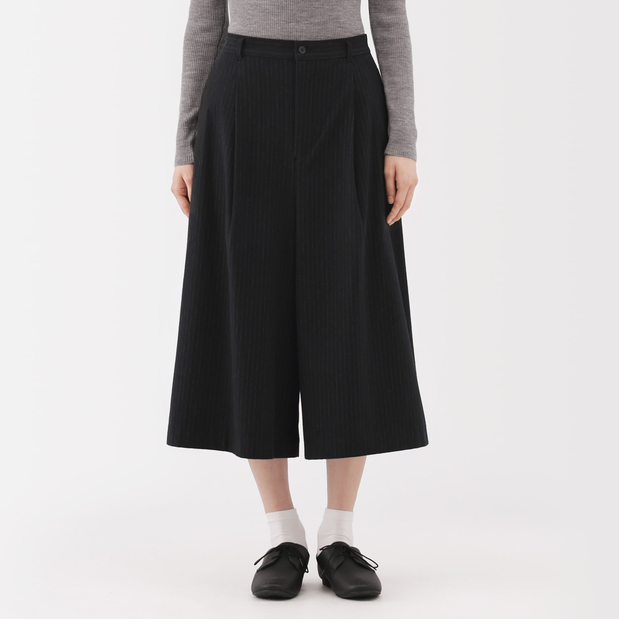 婦人　縦横ストレッチ起毛　クロップドパンツ