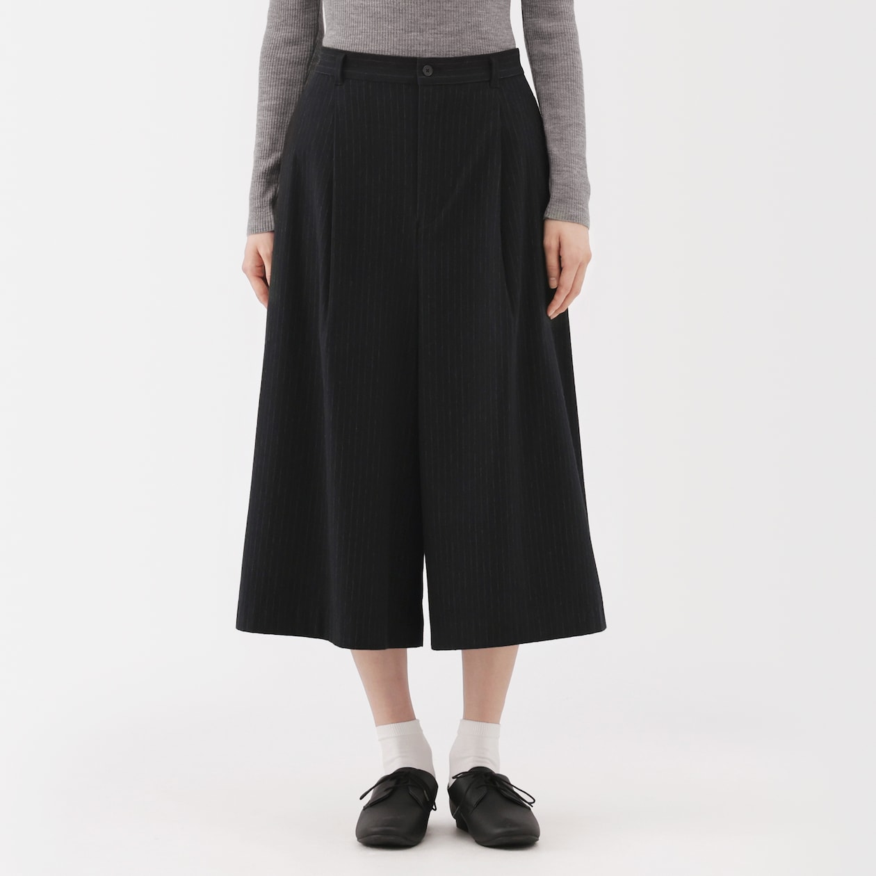 婦人　縦横ストレッチ起毛　クロップドパンツ