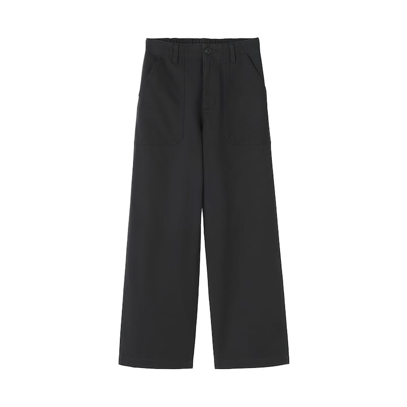 婦人　洗いざらし　ヘリンボーンベイカーストレートパンツ