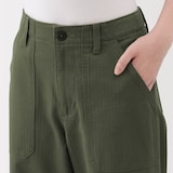 婦人　洗いざらし　ヘリンボーンベイカーストレートパンツ