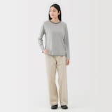 婦人　洗いざらし　ヘリンボーンベイカーストレートパンツ