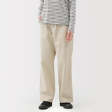 婦人　洗いざらし　ヘリンボーンベイカーストレートパンツ