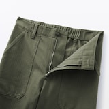 婦人　洗いざらし　ヘリンボーンベイカーストレートパンツ