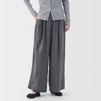 婦人　なめらか　リヨセル混イージーワイドパンツ