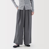 婦人　なめらか　リヨセル混イージーワイドパンツ