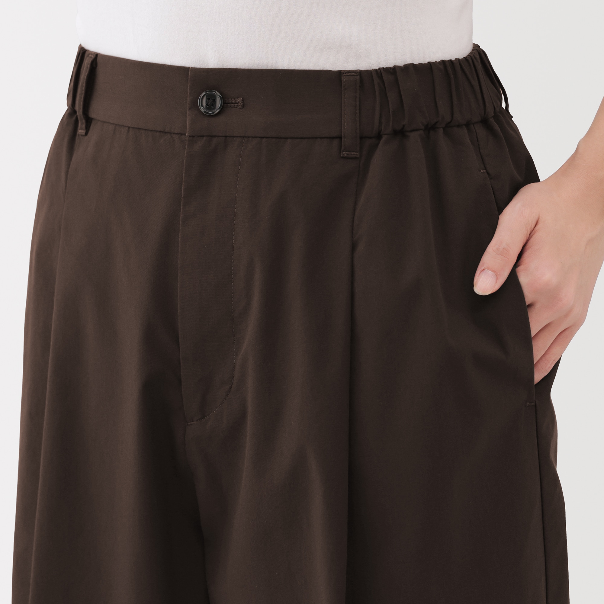 婦人 乾きやすい ブロードワイドテーパードパンツ | 無印良品