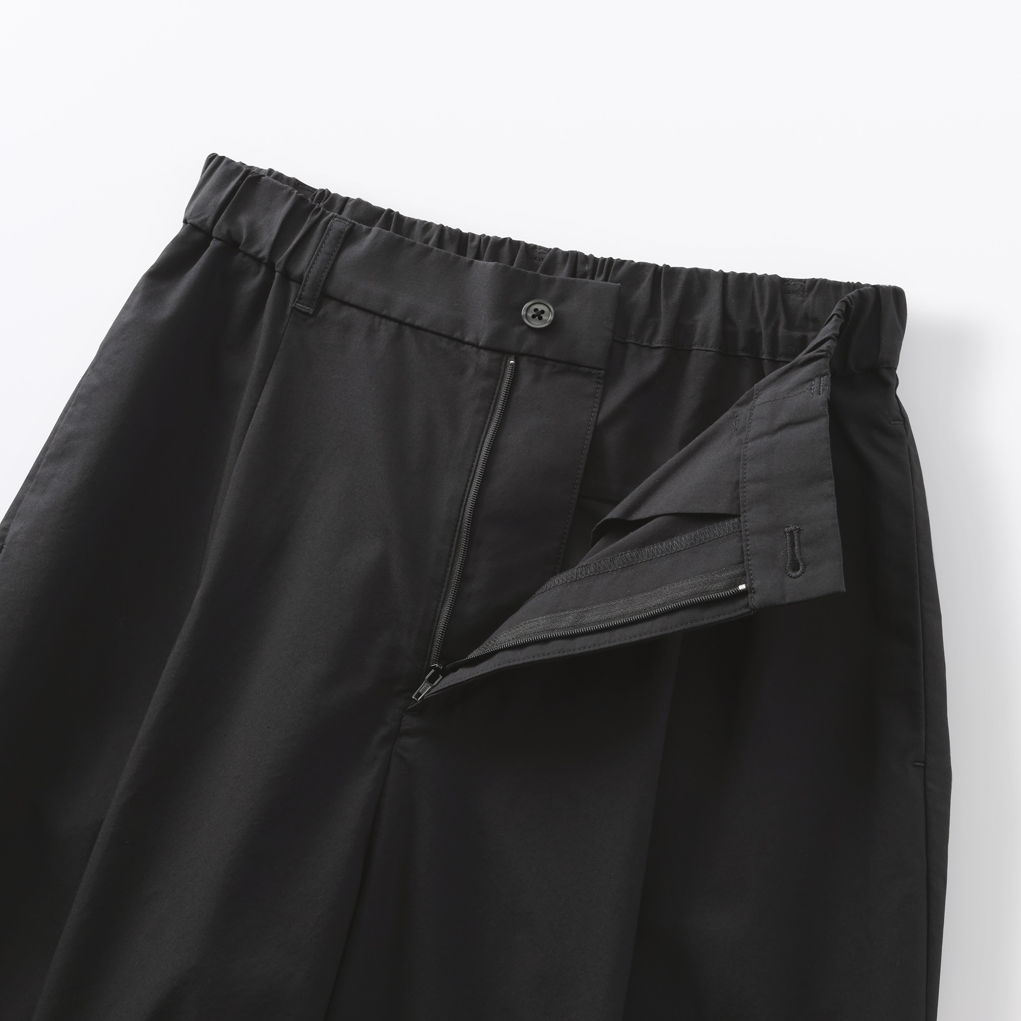 婦人　乾きやすい　ブロードワイドテーパードパンツ