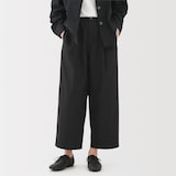 婦人　乾きやすい　ブロードワイドテーパードパンツ