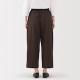 婦人　乾きやすい　ブロードワイドテーパードパンツ