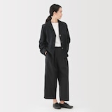 婦人　乾きやすい　ブロードワイドテーパードパンツ