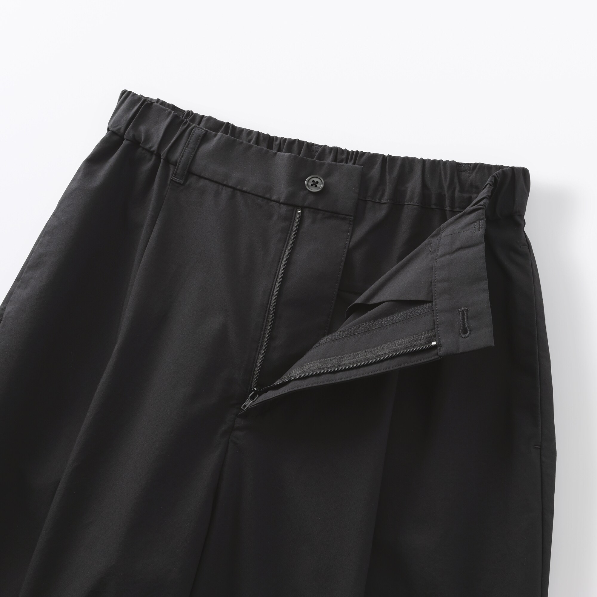 婦人　乾きやすい　ブロードワイドテーパードパンツ