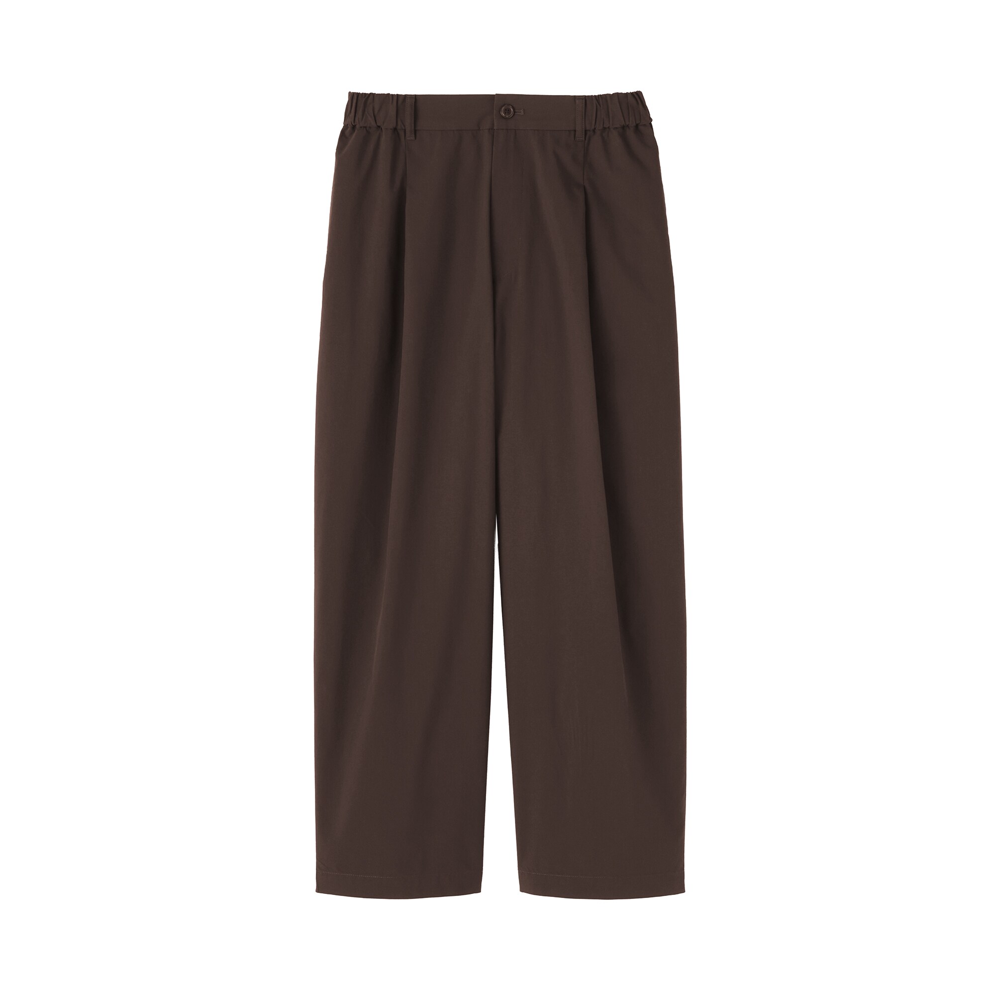 婦人　乾きやすい　ブロードワイドテーパードパンツ