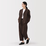 婦人　乾きやすい　ブロードワイドテーパードパンツ