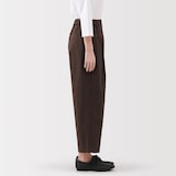 婦人　乾きやすい　ブロードワイドテーパードパンツ