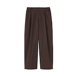 婦人　乾きやすい　ブロードワイドテーパードパンツ