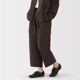 婦人　乾きやすい　ブロードワイドテーパードパンツ