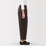 婦人　乾きやすい　ブロードワイドテーパードパンツ