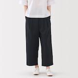 婦人　乾きやすい　ブロードワイドテーパードパンツ